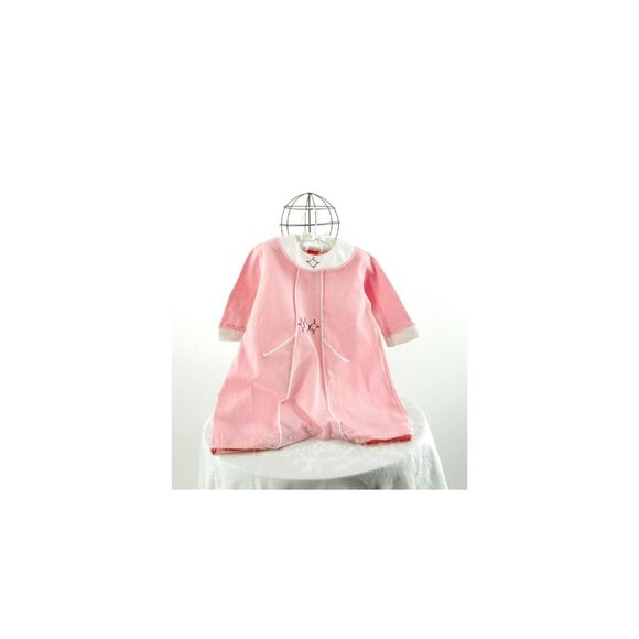1920s 30s child's romper pink linen bubble with embroiderery button crotch - Picture 1 of 5